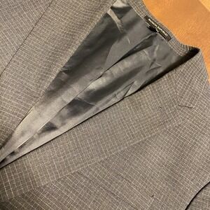 Banana Republic 46R Slim Fit Windowpane Plaid Grey Blazer Mens Jacket Sport Coat